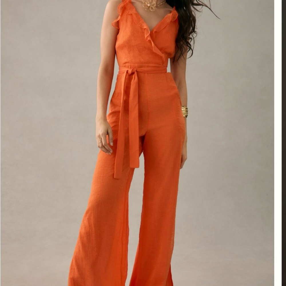 Anthropologie Hutch Orange Wrap-Style Jumpsuit
